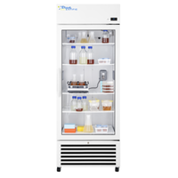 True Scientific 30-Inch Chromatography Refrigerator featuring multiple shelves filled with various lab materials.