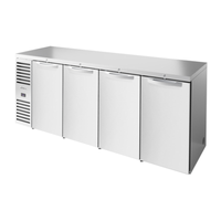 True TBR92-RISZ1-L-S-SSSS-1 92-Inch Four-Door Commercial Back Bar Cooler Stainless Steel