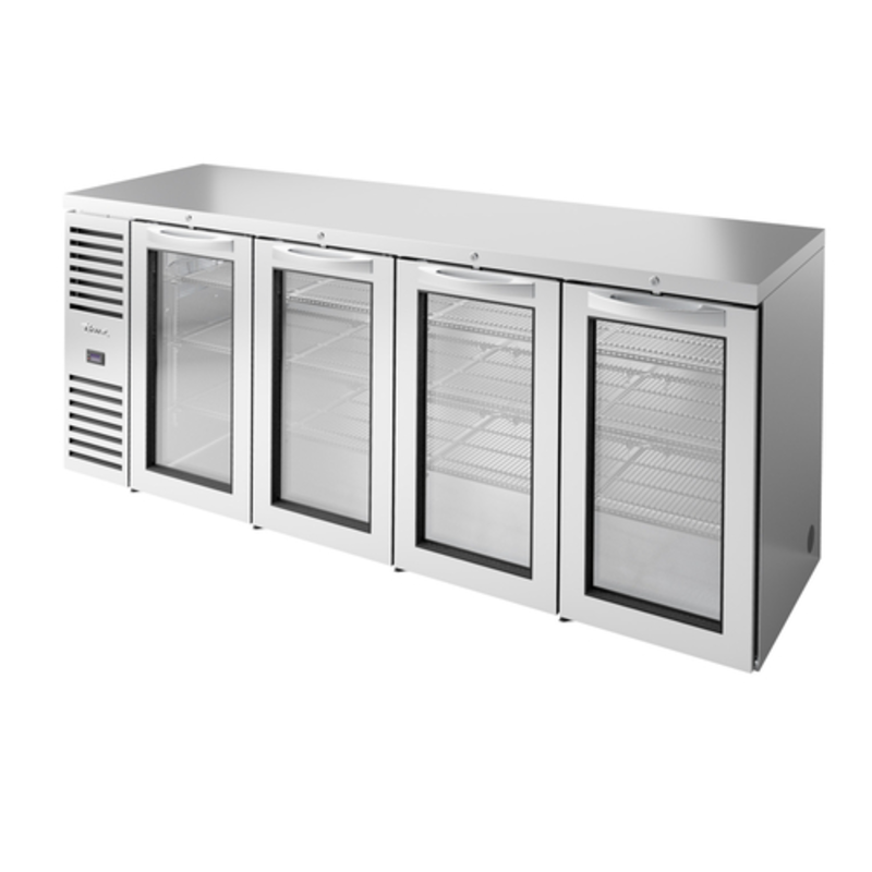 True TBR92-RISZ1-L-S-GGGG-1 92-Inch 4-Glass Door Back Bar Cooler - Stainless Steel, Outdoor Rated