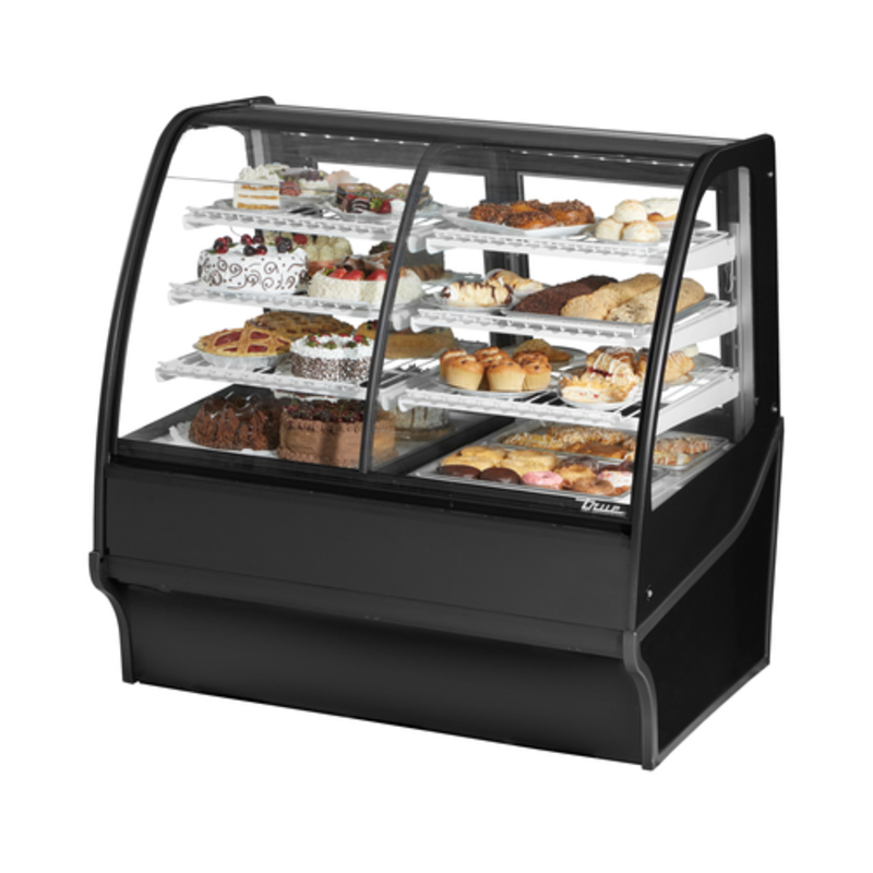 True TDM-DZ-48-GE/GE-B-W 48-1/4" Dual Zone Curved Glass Display Merchandiser
