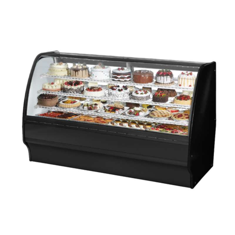 True TGM-R-77-SC/SC-S-S 77-Inch Stainless Steel Refrigerated Curved Glass Bakery Case