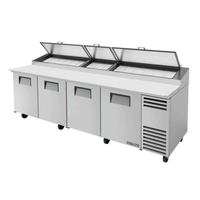 True TPP-AT-119-HC 119-Inch Refrigerated Pizza Prep Table workstation for commercial kitchens.