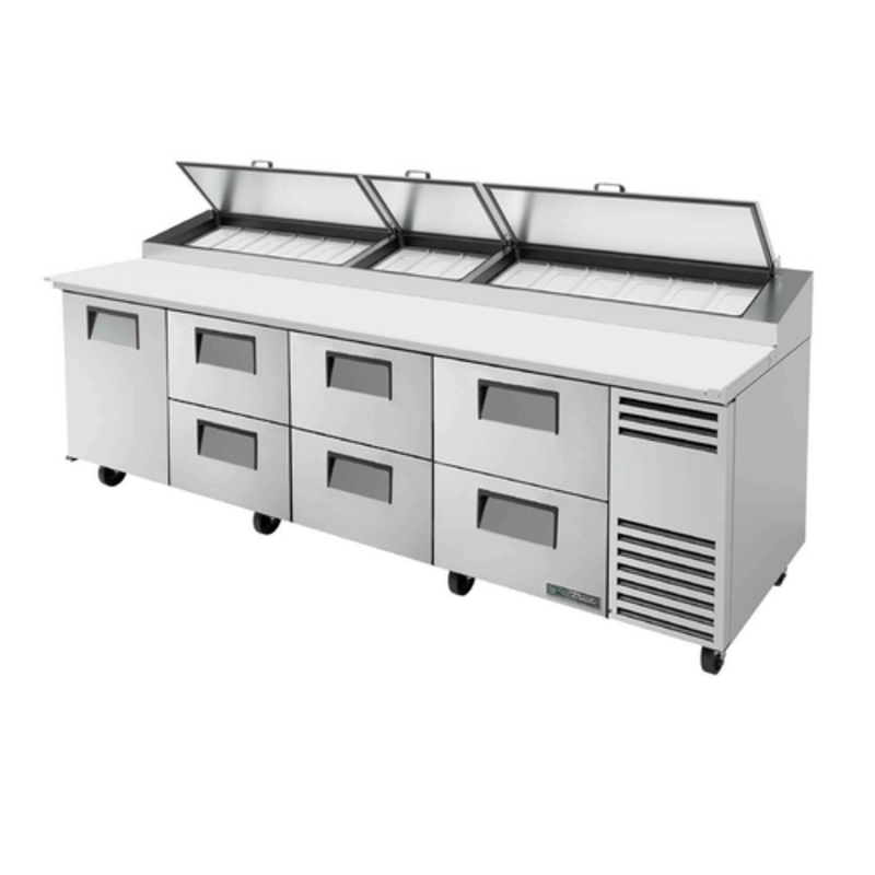 True TPP-AT-119D-6-HC 119-Inch 6-Drawer Solid Door Pizza Prep Table