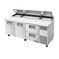 True TPP-AT2-93D-2-HC 93-inch commercial pizza prep table with two doors and two drawers.