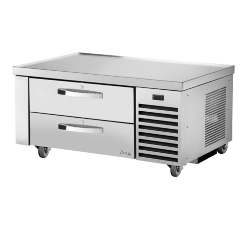 True TRCB-48-HC~SPEC3 48-Inch Commercial Refrigerated Chef Base with stainless steel drawers.