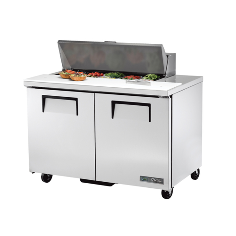 True TSSU-48-10-HC 48-Inch Two-Door Sandwich and Salad Prep Table with 10 Pans