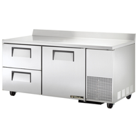 True TWT-67D-2-HC 67.25-Inch Deep Worktop Refrigerator for commercial kitchens with solid door and drawers.