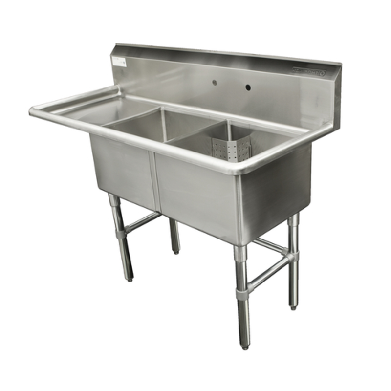 Thorinox TDS-1818-L18 Heavy-Duty Two-Compartment Commercial Sink with 18-Inch Left Drainboard