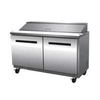 Maxx Cold MXCR60SHC X-Series refrigerated sandwich prep table with two doors and top prep area.