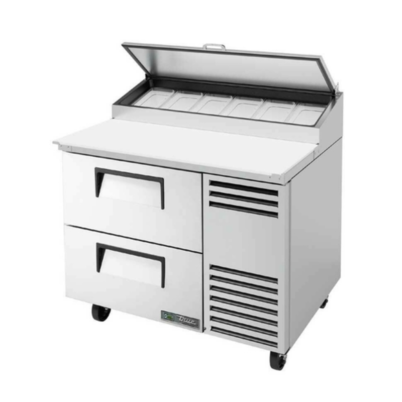 True 44.63-Inch Two-Drawer Refrigerated Pizza Prep Table - TPP-AT-44D-2-HC