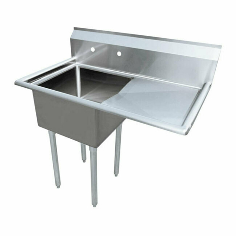 Omcan 43784 Heavy-Duty 24" x 24" Single Compartment Pot Sink with Right Drainboard