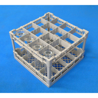 Lamber CC00125 16-Compartment Gray Plastic Glass Rack for Undercounter Washers
