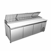 Maxx Cold MXSPP92HC 94-Inch Three-Door Commercial Pizza Prep Table for efficient ingredient storage.